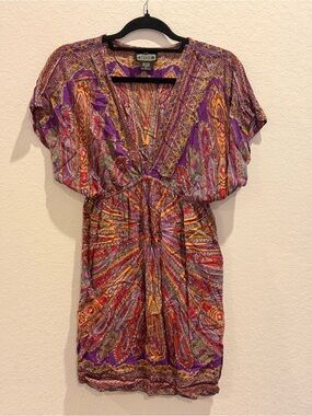 Angie Purple Multi Boho V-Neck Tunic
